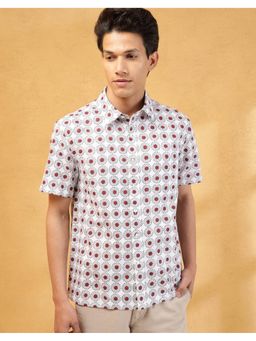 Fabindia - Men White Cotton Printed Hand Block Shirt