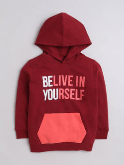 Bumzee - Maroon Boys Cotton Hooded Sweatshirt