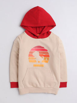 Bumzee - Beige Boys Cotton Hooded Sweatshirt