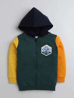 Bumzee - Bottle Green Boys Cotton Hooded Sweatshirt