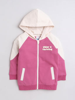 Bumzee - Pink Girls Cotton Hooded Sweatshirt