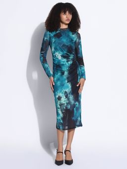 SHOWOFF - Women's Tie Dye Teal Bodycon Dress