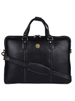 HiLEDER - Pure Ndm Leather 16.5 Inch Briefcase Laptop Messenger Office Bag, Black