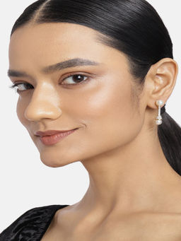 Estele - Gold Plated Clove Design Earrings with Austrian Crystals for Women