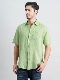 ROOKIES - Men Green Full Sleeves Slim Fit Cotton Shirt