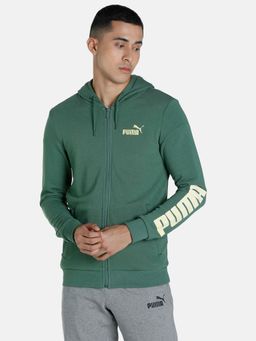 Puma - Knitted Textured Logo Mens Green Hoodie