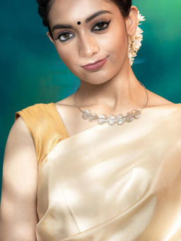 Divas Mantra - 92.5 Silver Oxidised ARUM LILY Leaf Motif CHOKER