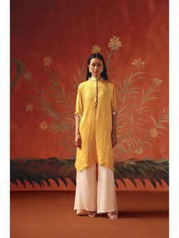 Twenty Nine - Yellow Gajji Oversize Kurta With Mirrorwork And Beadwork