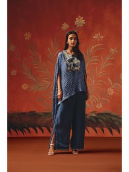 Twenty Nine - Blue Gajji Bandhani Round Cape Top