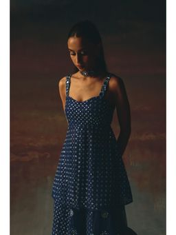 Twenty Nine - Blue Strappy Peplum Top With Front Opening