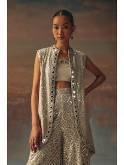 Twenty Nine - Grey Bustier With Mirrorwork On Neckline