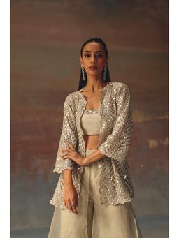 Twenty Nine - Off White Bustier With Mirrorwork On Neckline