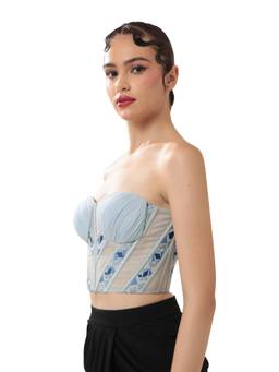 MODO CALDO - Blue Calm Crest Corset Top
