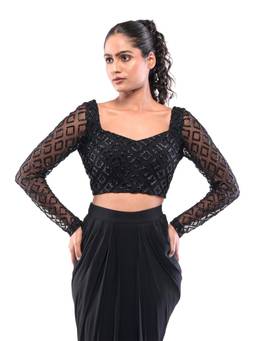 MODO CALDO - Black Obsidian Trellis Crop Top