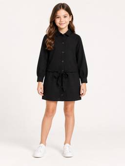 Scoup - Black Front Buttoned Shirt Dress