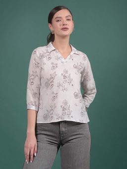 CRIMSOUNE CLUB - Women's Pink Printed Linen Top