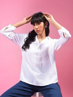 CRIMSOUNE CLUB - Women's White Linen Top