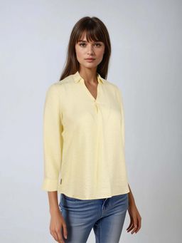 CRIMSOUNE CLUB - Women's Yellow Collar Neck Top