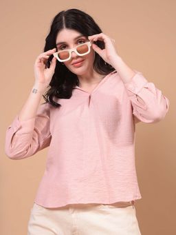 CRIMSOUNE CLUB - Women's Peach Collar Neck Top