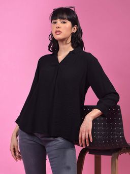 CRIMSOUNE CLUB - Women's Black Linen Top