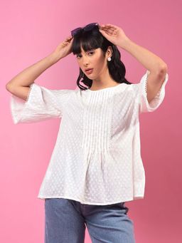 CRIMSOUNE CLUB - Women's White Embroidered Top