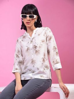 CRIMSOUNE CLUB - Women's Off White Floral Print Top