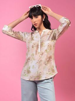 CRIMSOUNE CLUB - Women's Brown Floral Print Top