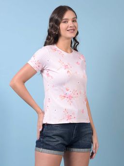 CRIMSOUNE CLUB - Women's Peach Floral Print Top