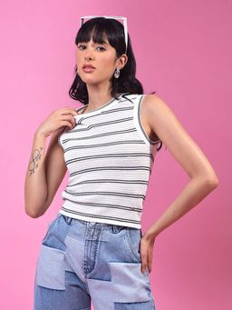 CRIMSOUNE CLUB - Women's White Stripe Top