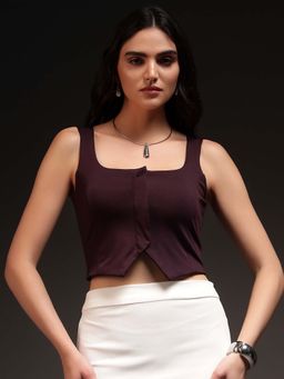 Trend Arrest - Women Square Neck Panel Crop Top