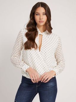Guess - Off White Polyester Blend Regular Top