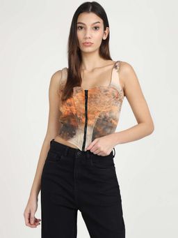 Guess - Multi-Color Polyester Blend Printed Corset Top