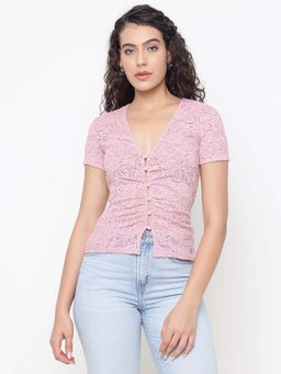 Guess - Leila Rosy Pink V-Neck Top