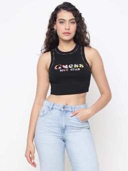 Guess - Organic Glam Black Typography Tank Top
