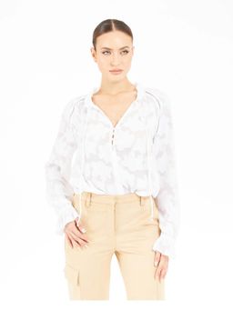 Guess - Women Pure White Self Design Top