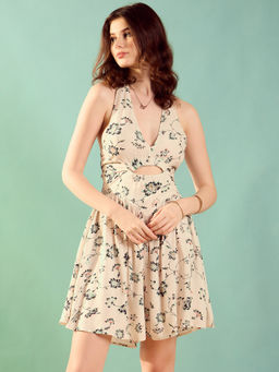 KASSUALLY - Floral Printed Halter Neck Pure Cotton Playsuit