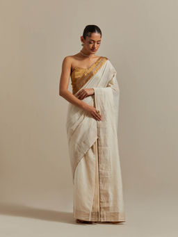 Vinusto - Ivory Ready To Wear Saree with Stitched Blouse