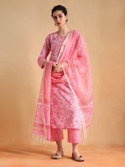 Jaipuri Banno - Pink Raag Kurta With Pant And Dupatta