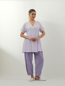 Vinusto - Lavender Wrap Chikankari Top with Pant