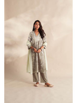 Roze - Taupe Vahida Kurta With Pant And Dupatta