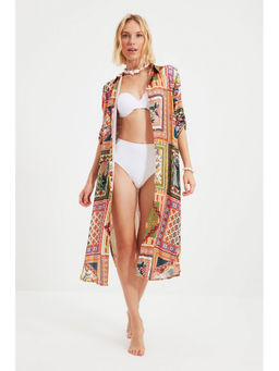 Trendyol - Aztec Print Loose Shirt Kaftan Dress