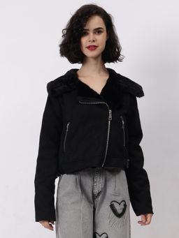 GAIIA - Leather Full Sleeves Bomber Jacket