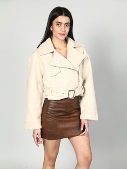 GAIIA - Leather Full Sleeves Bomber Jacket