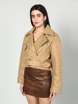 GAIIA - Leather Full Sleeves Bomber Jacket