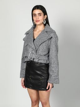 GAIIA - Leather Full Sleeves Bomber Jacket