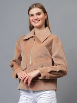 GAIIA - Faux Fur Full Sleeves Bomber Jacket