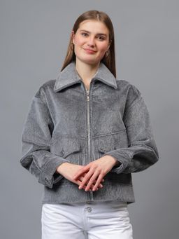 GAIIA - Faux Fur Full Sleeves Bomber Jacket