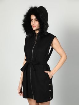 GAIIA - Acrylic Sleeveless Overcoat with Belt