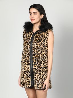 GAIIA - Faux Fur Sleeveless Overcoat