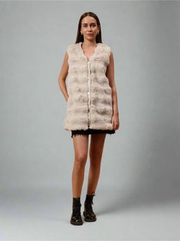 GAIIA - Faux Fur Sleeveless Overcoat